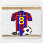 Personalised Red and blue football soccer Jersey Mouse Mat