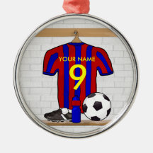 Personalised Red and blue football soccer Jersey Ornaments
