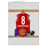 Personalised Red Basketball Jersey Cards