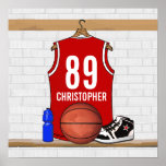 Personalised Red Basketball Jersey Posters