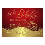Personalised Red & Gold 50th Birthday Invitations invitations