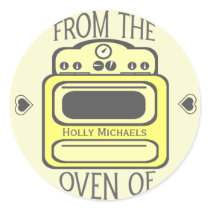 Personalised Retro Yellow Oven Sticker