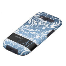 Personalised Royal Blue & White Floral Damask