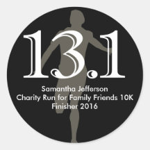 Personalised Runner 13.1 Half Marathon Keepsake Round Sticker