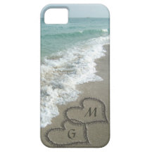 Personalised Sand Hearts on the Beach Case For The iPhone 5