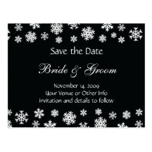 Personalised Snowflakes Save the Date Post Cards