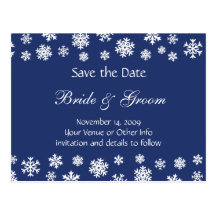Personalised Snowflakes Save the Date Postcard