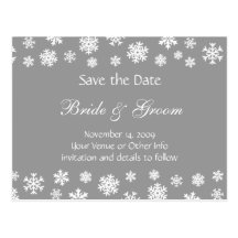 Personalised Snowflakes Save the Date Postcards