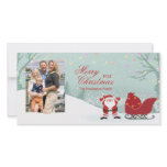 Personalised snowing Santa sleigh photo card