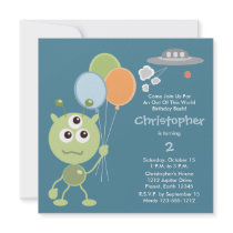 Personalised Space Alien Birthday Invitations