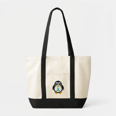 Personalised Shopping  on Personalised Teal Ribbon Penguin Tote Gift Tote Bags   Zazzle Co Uk