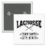 Personalised Team City State Lacrosse T-Shirts Pinback Button
