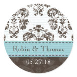 Personalised Tiffany Blue and Brown Damask Wedding