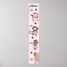 Personalised Tutu Cute Ballet Animals Growth Chart Poster
