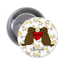 Personalised Two Choco Labradors with Love Cartoon Pins