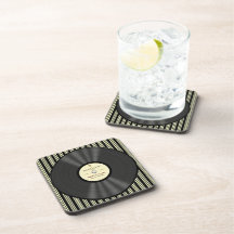Personalised Vintage Microphone Vinyl Record Beverage Coasters