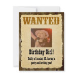Personalised Wanted Poster, Western Style Birthday invitations