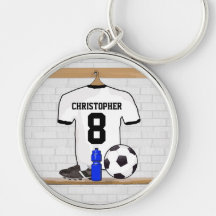 Personalised white and black football soccer Jerse Key Chains