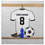 Personalised white and black football soccer Jerse Cloth Napkin