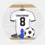 Personalised white and black football soccer Jerse Sticker