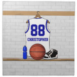 Personalised white and blue basketball Jersey Cloth Napkins