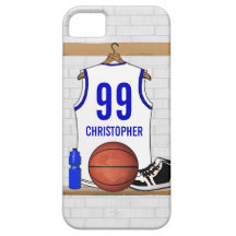 Personalised white Blue Basketball Jersey
