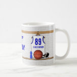 Personalised white Blue Basketball Jersey Coffee Mugs