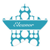 Personalised White Dot Pattern on Bondi Blue Star Stickers