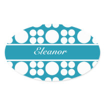 Personalised White Dot Pattern on Bondi Blue Stickers