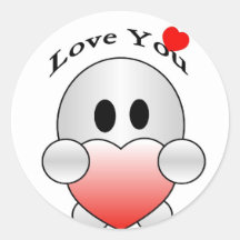 PERSONALIZE "I LOVE YOU" CUTE CHARACTER ROUND STICKERS