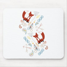 Personalize Modern Fox  Woodland Pattern Mousepad