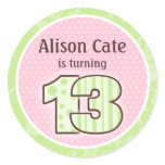 Personalized 13th Birthday Seal Round Sticker