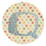 Personalized Art Letter Q Round Stickers