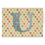 Personalized Art Letter U Greeting Cards