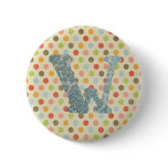 Personalized Art Letter W Button