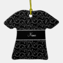 Personalized custom name black swirls ornament