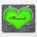 Personalized Green Heart Mousepad