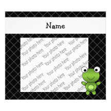Personalized name baby frog black criss cross art photo