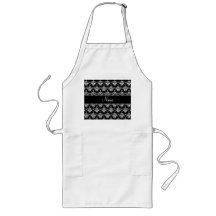 Personalized name black and white damask aprons