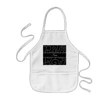 Personalized name black diamond swirls apron