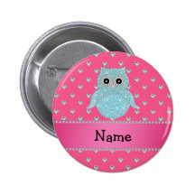 Personalized name bling owl diamonds pink hearts