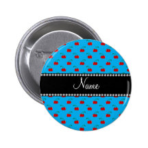 Personalized name blue cherry pattern button
