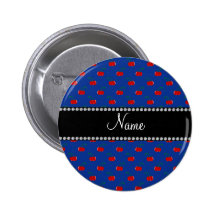 Personalized name blue red cherry pattern button