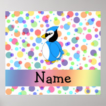Personalized name bluejay rainbow polka dots print