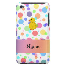 Personalized name chick rainbow polka dots iPod touch cases