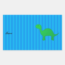 Personalized name dinosaur blue stripes stickers