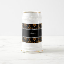 Personalized name gold damask mug