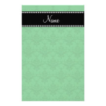 Personalized name Green damask Customized Stationery