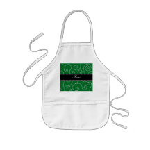 Personalized name green diamond swirls apron