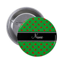 Personalized name green red cherry pattern pin